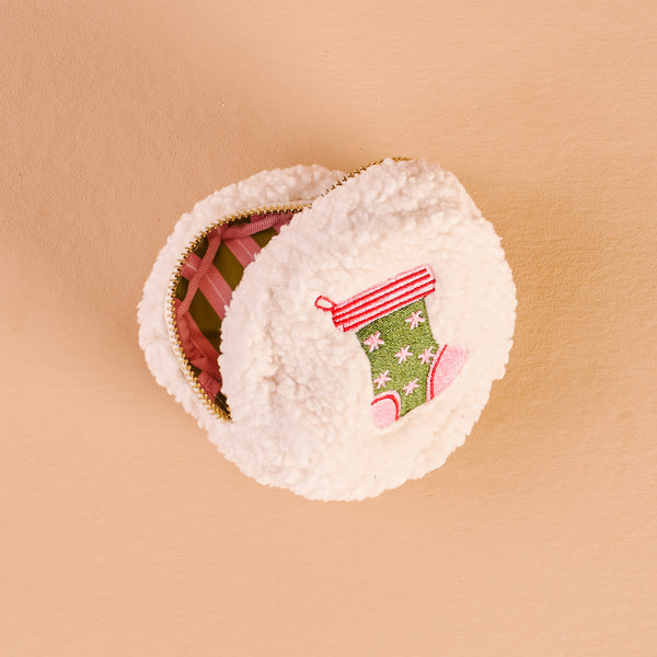 Circle Holiday Stocking Teddy Pouch