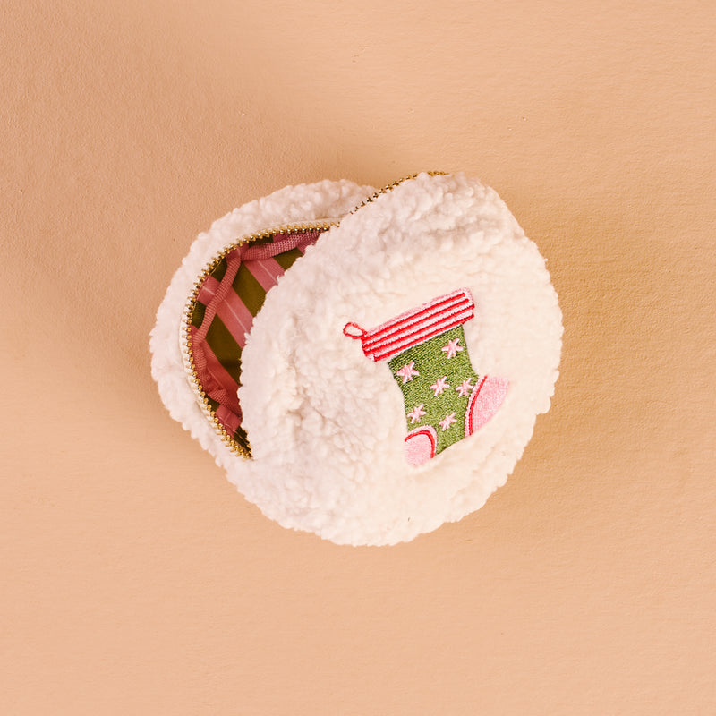 Circle Holiday Stocking Teddy Pouch