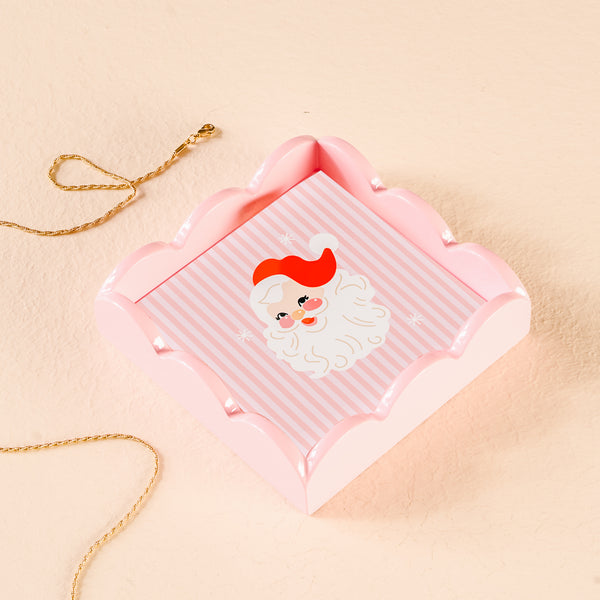 Holly Jolly Santa Scallop Trinket Tray