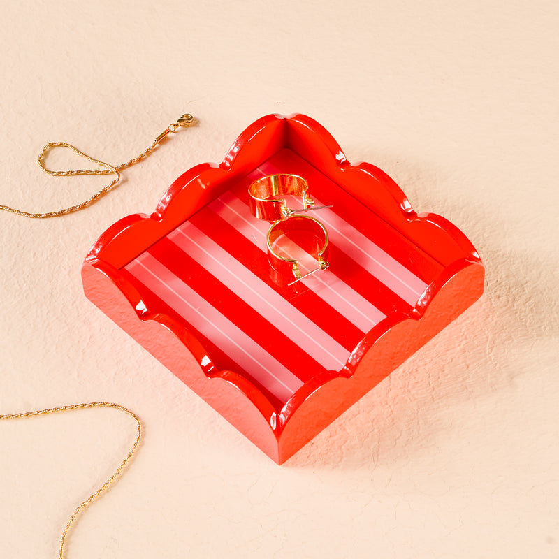 Peppermint Stripes Scallop Trinket Tray