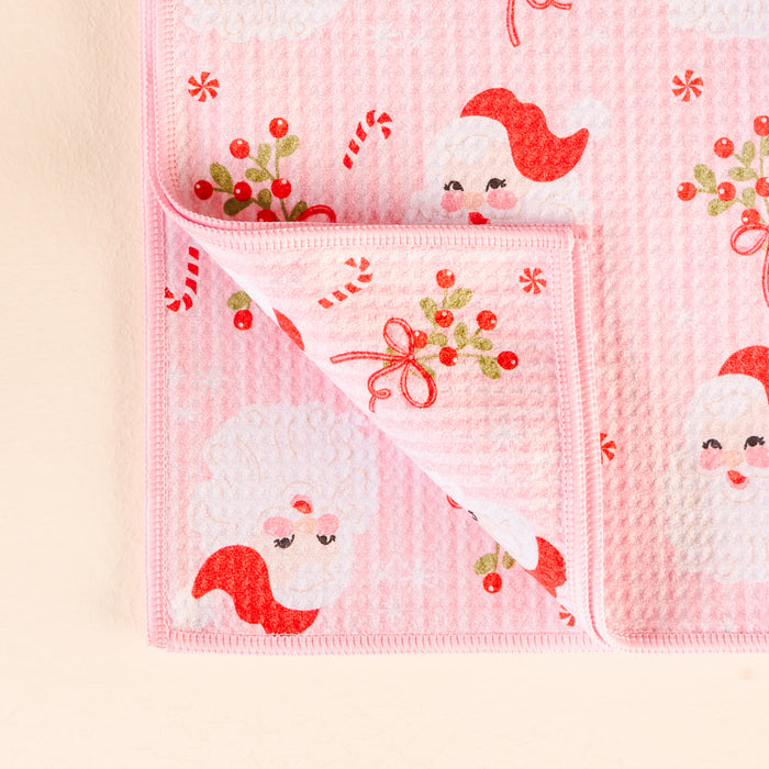 Holly Jolly Santa Waffle Tea Towel