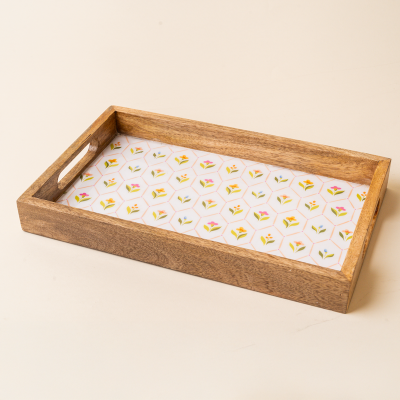 Handpicked for You Rectangle Wood Enamel Tray