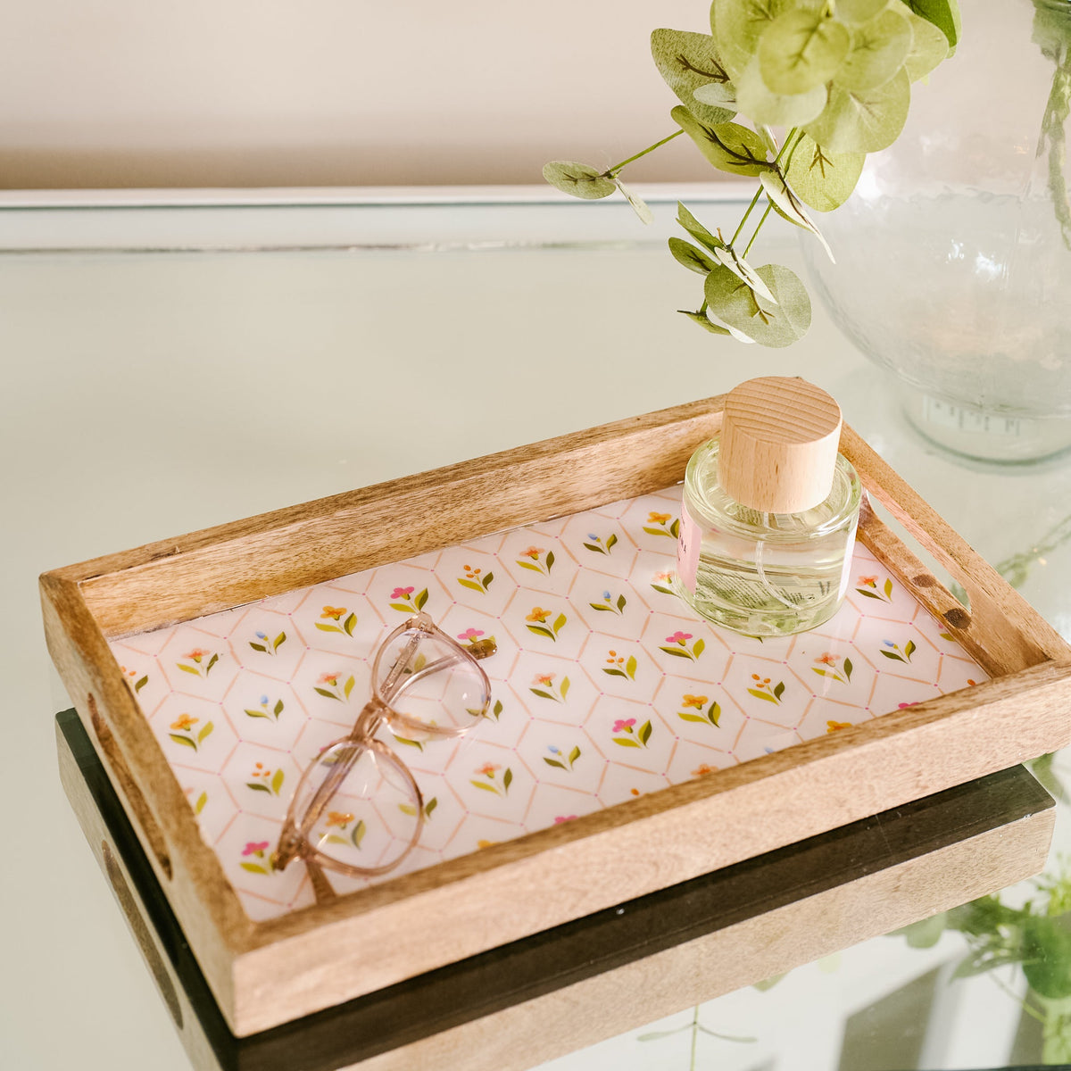 Handpicked for You Rectangle Wood Enamel Tray