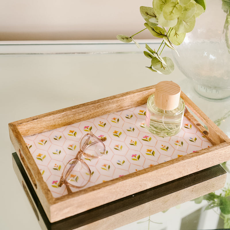 Handpicked for You Rectangle Wood Enamel Tray