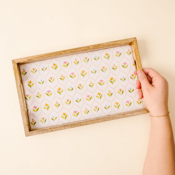 Handpicked for You Rectangle Wood Enamel Tray