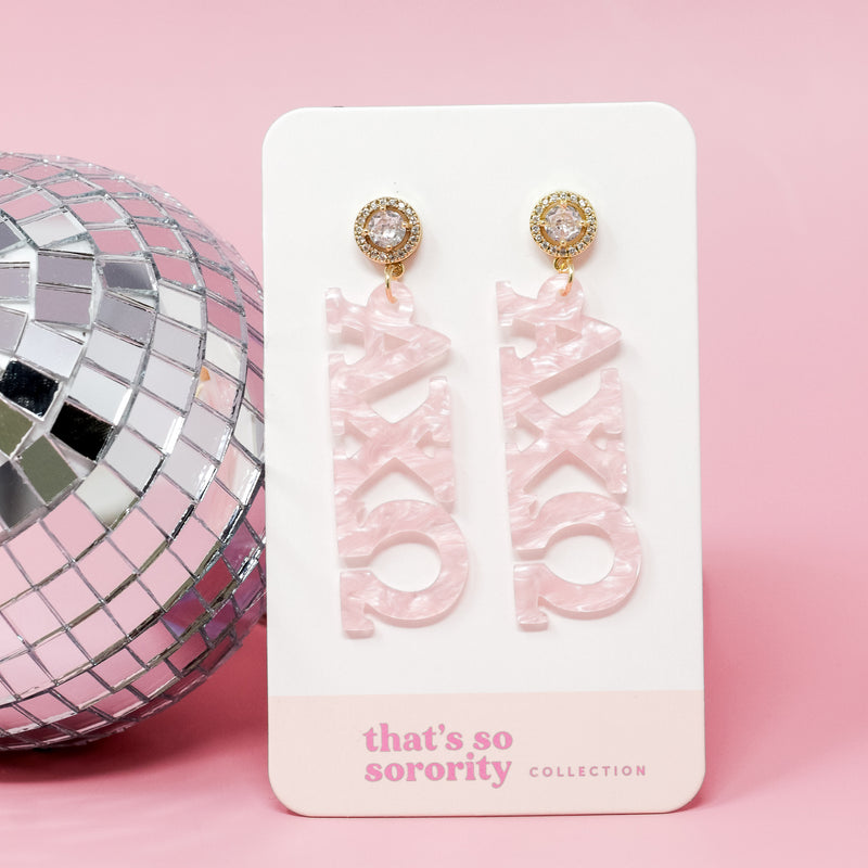 Alpha Chi Omega Letter Pink Acrylic Earrings