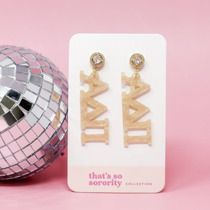 Sorority Letter Acrylic Earrings-Gold-Alpha Delta Pi