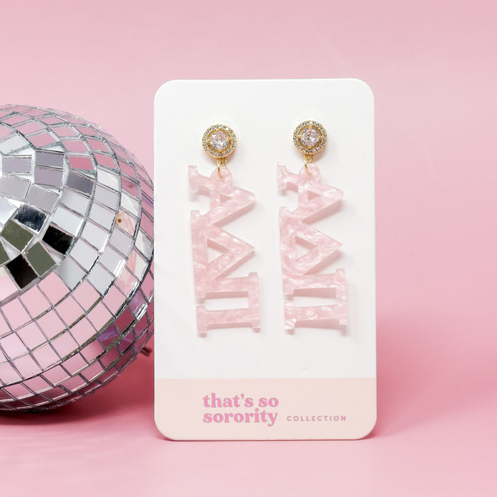 Alpha Delta Pi Letter Pink Acrylic Earrings