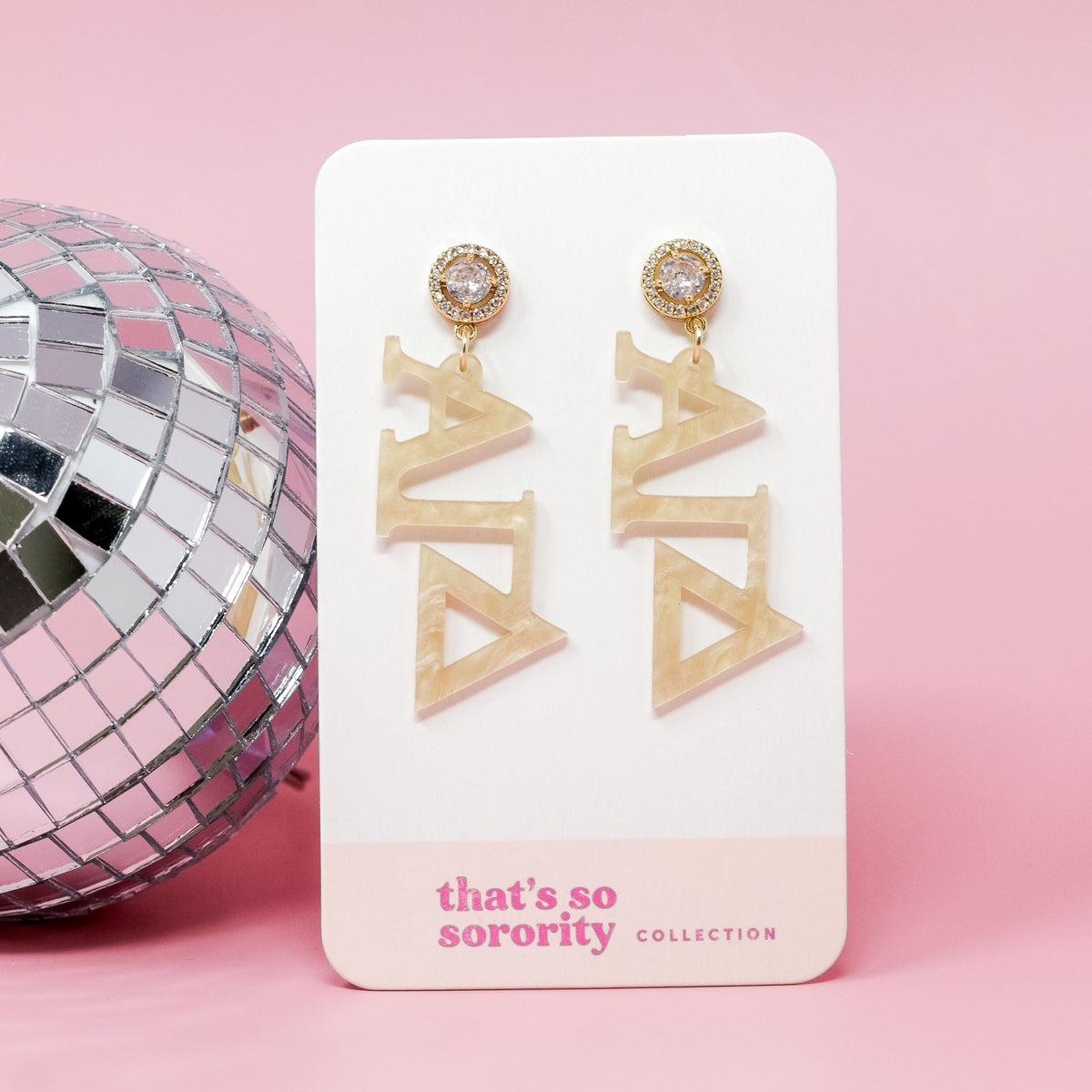 Alpha Gamma Delta Letter Gold Acrylic Earrings