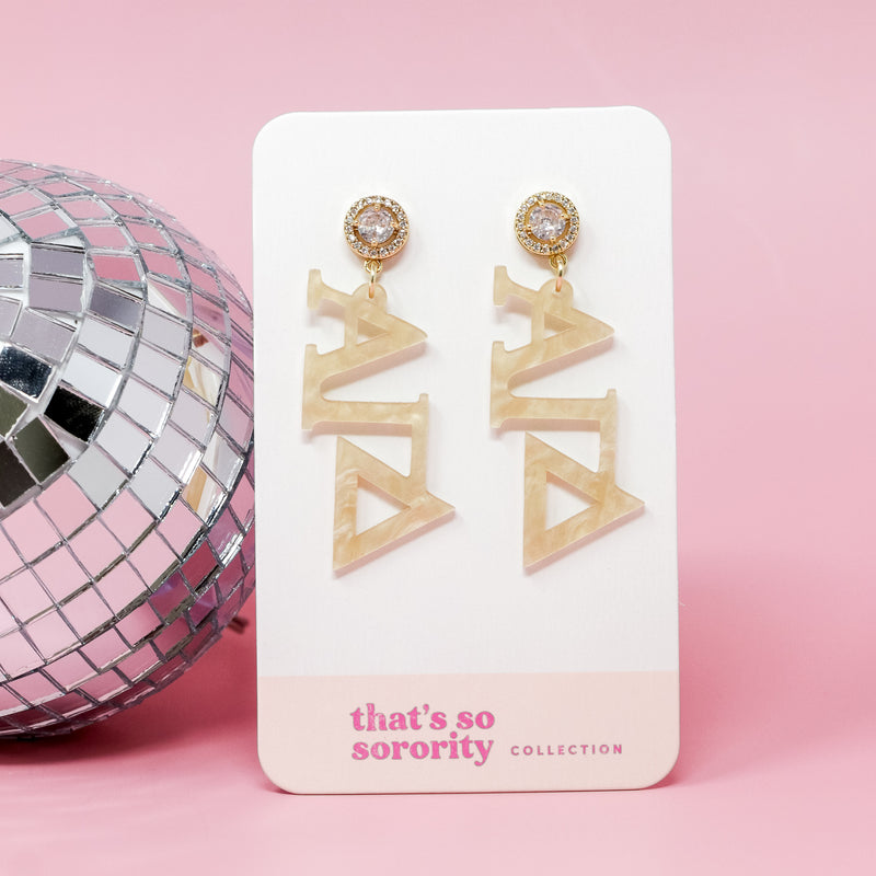 Alpha Gamma Delta Letter Gold Acrylic Earrings