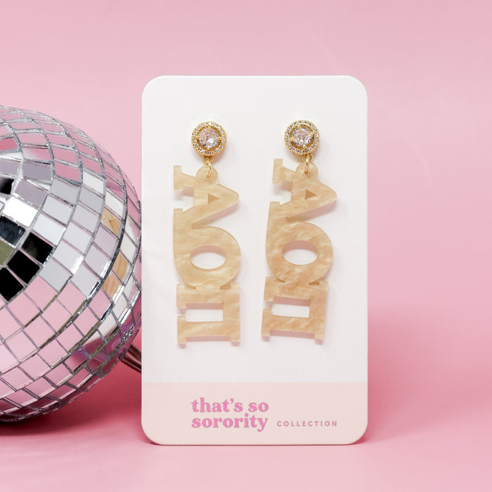 Alpha Omicron Pi Letter Gold Acrylic Earrings