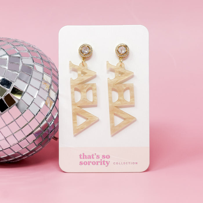 Alpha Xi Delta Letter Gold Acrylic Earrings