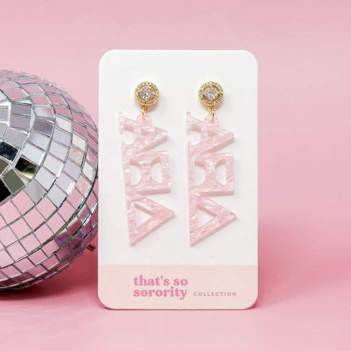 Alpha Xi Delta Letter Pink Acrylic Earrings
