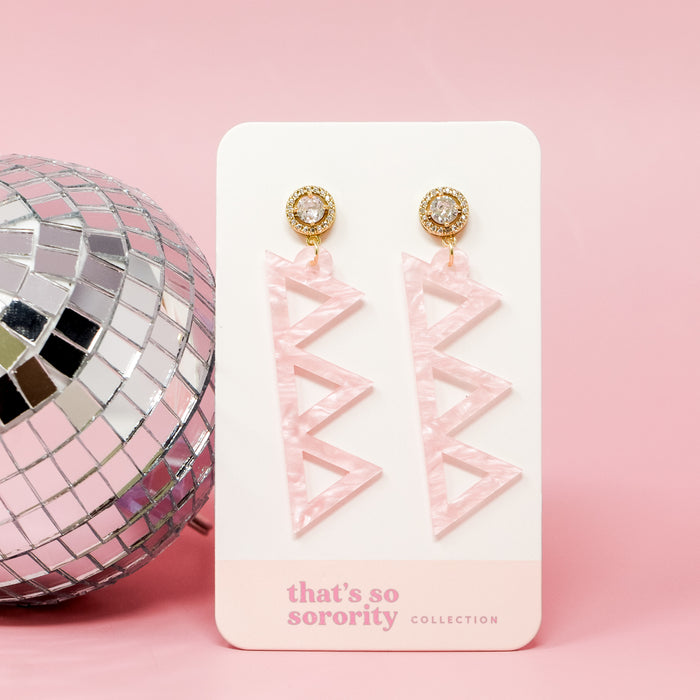 Delta Delta Delta Letter Pink Acrylic Earrings