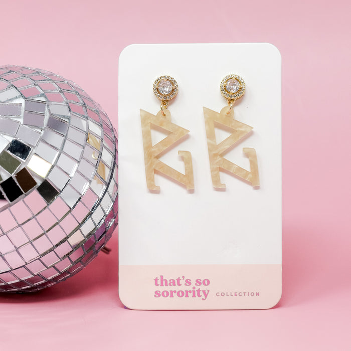 Delta Zeta Letter Gold Acrylic Earrings