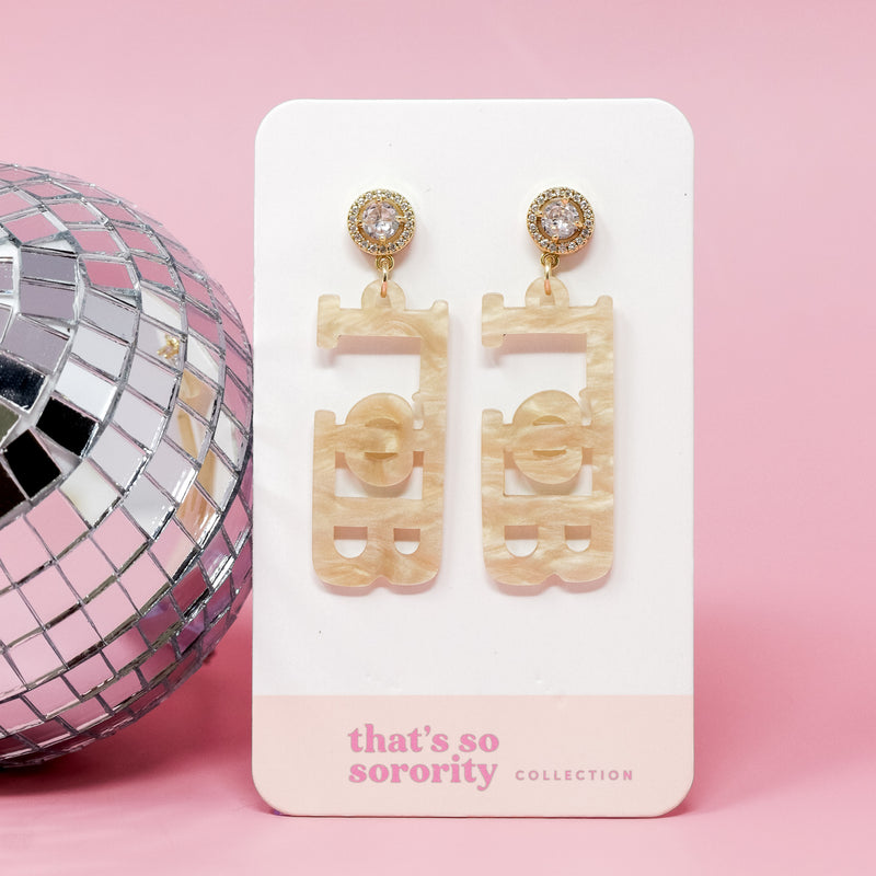 Gamma Phi Beta Letter Gold Acrylic Earrings
