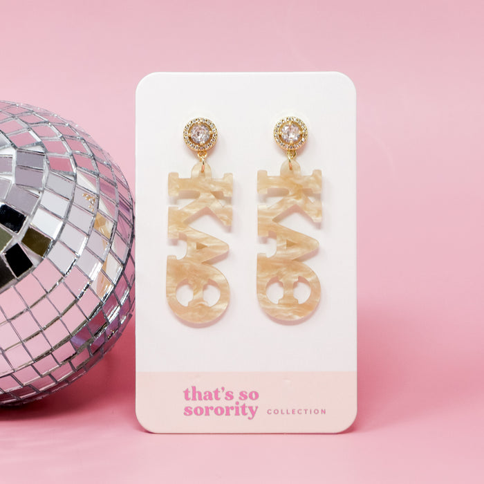 Kappa Alpha Theta Letter Gold Acrylic Earrings