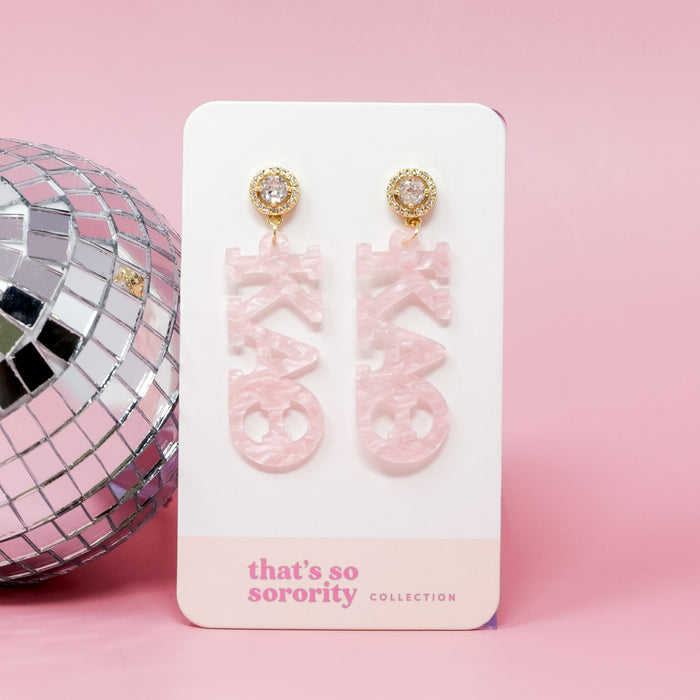 Kappa Alpha Theta Letter Pink Acrylic Earrings