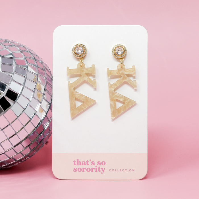 Kappa Delta Letter Gold Acrylic Earrings