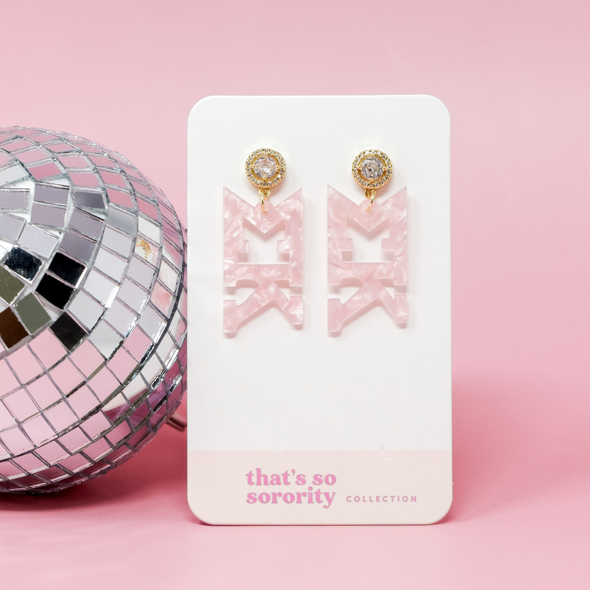 Sigma Kappa Letter Pink Acrylic Earrings