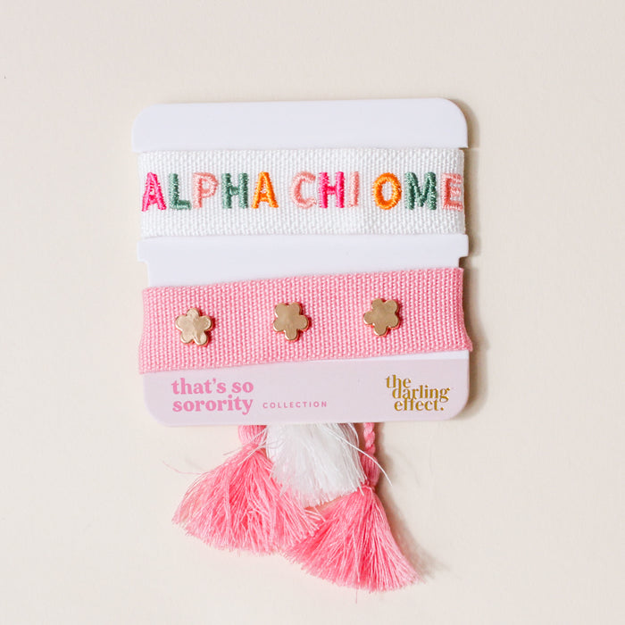 Alpha Chi Omega Woven Bracelet Set