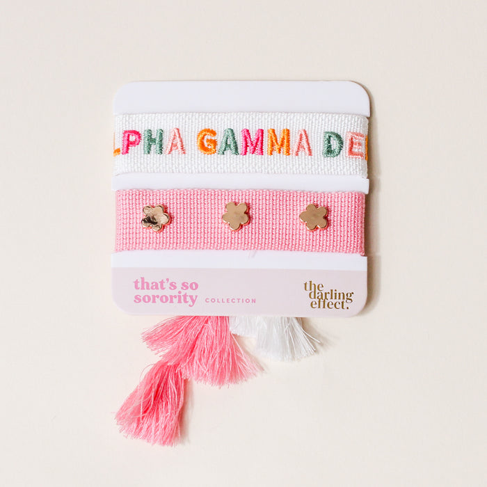 Alpha Gamma Delta Woven Bracelet Set