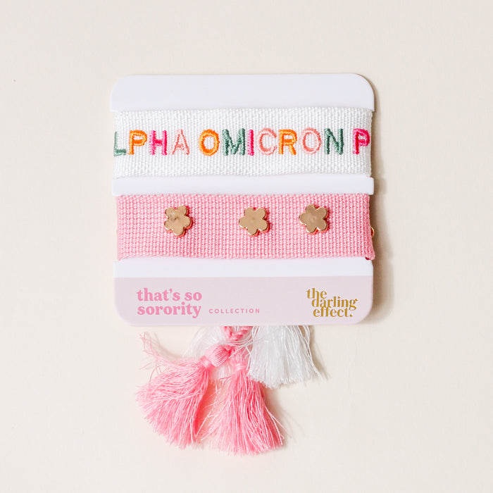 Alpha Omicron Pi Woven Bracelet Set
