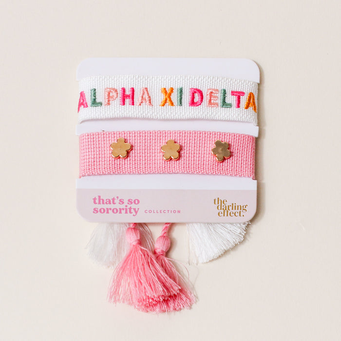 Alpha Xi Delta Woven Bracelet Set