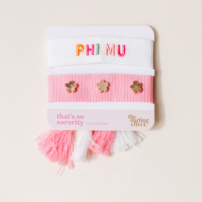 Phi Mu Woven Bracelet Set