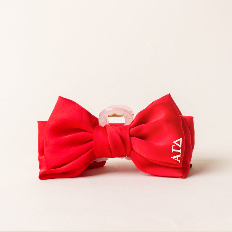 Alpha Gamma Delta Satin Bow Claw Clip