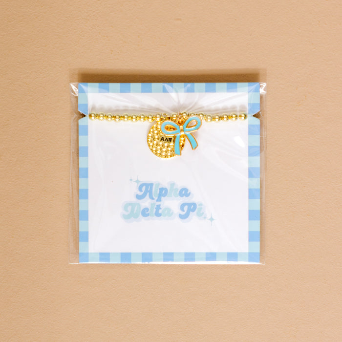 Alpha Delta Pi Bow Gold Charm Bracelet