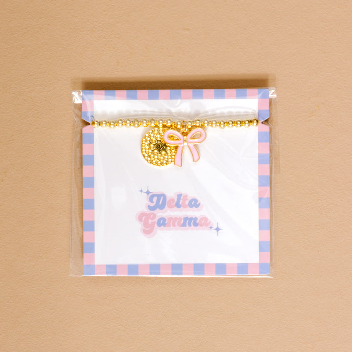 Delta Gamma Bow Gold Charm Bracelet