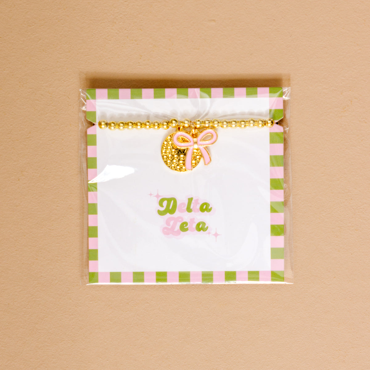 Delta Zeta Bow Gold Charm Bracelet