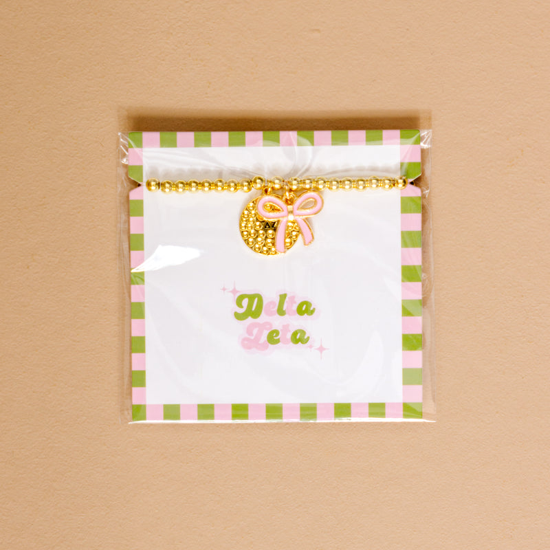 Delta Zeta Bow Gold Charm Bracelet