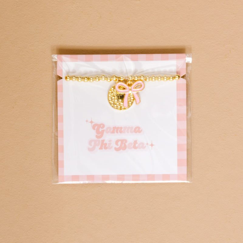 Gamma Phi Beta Bow Gold Charm Bracelet