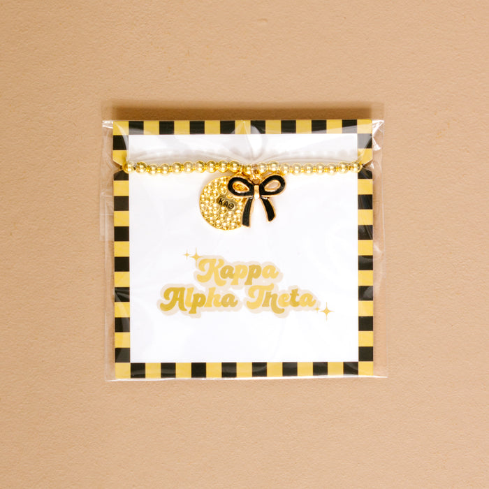 Kappa Alpha Theta Bow Gold Charm Bracelet