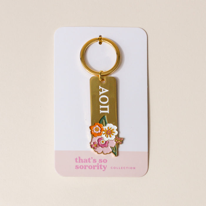 Alpha Omicron Pi Enamel Keychain