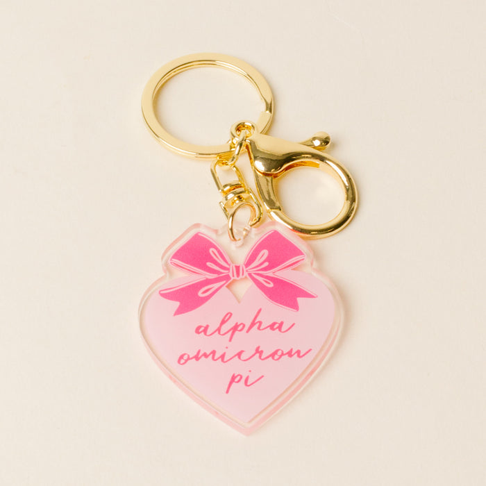 Alpha Omicron Pi Sweetheart Bow Acrylic Keychain