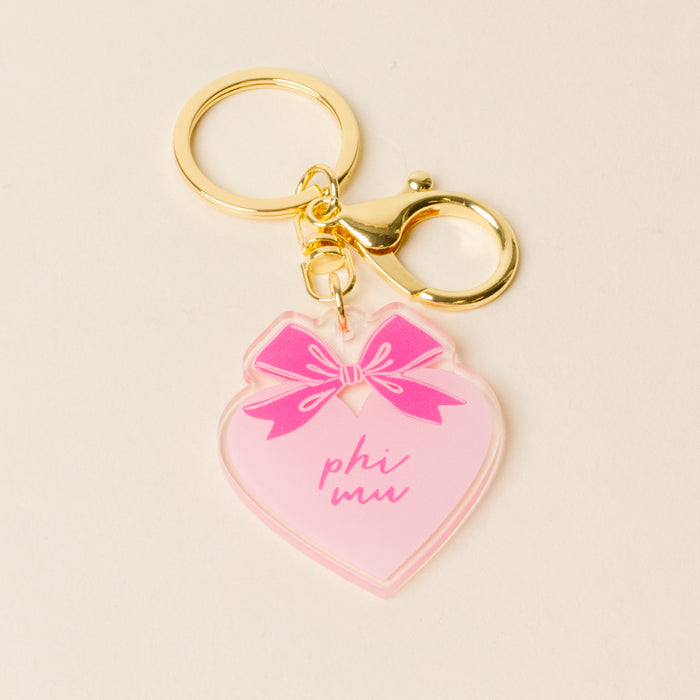 Phi Mu Sweetheart Bow Acrylic Keychain