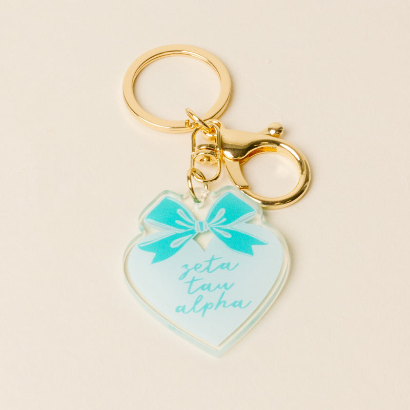 Zeta Tau Alpha Sweetheart Bow Acrylic Keychain