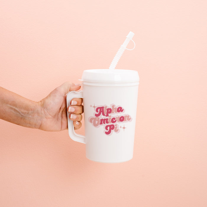 Alpha Omicron Pi Retro Sparkle Mega Mug 22oz