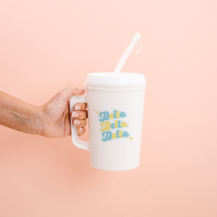 Delta Delta Delta Retro Sparkle Mega Mug 22oz