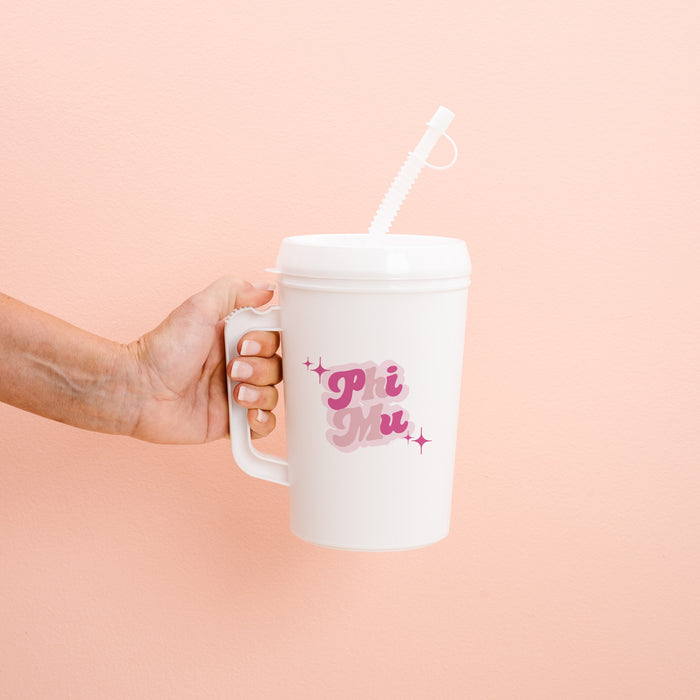 Phi Mu Retro Sparkle Mega Mug 22oz