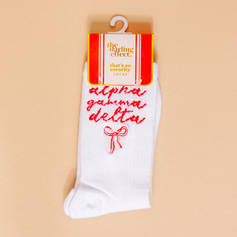 Alpha Gamma Delta Embroidered Crew Socks