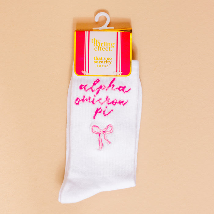 Alpha Omicron Pi Embroidered Crew Socks