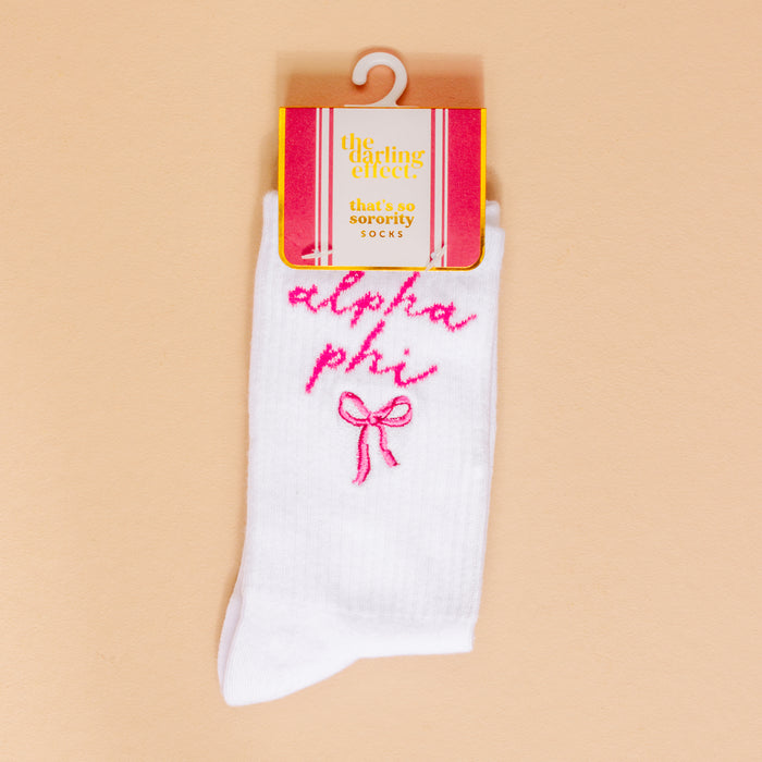 Alpha Phi Embroidered Crew Socks