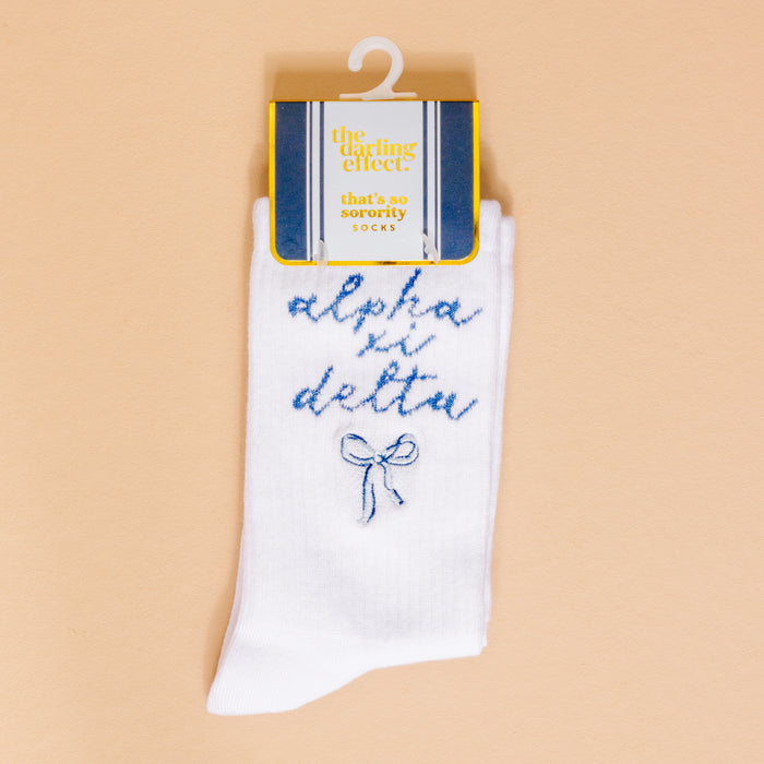 Alpha Xi Delta Embroidered Crew Socks