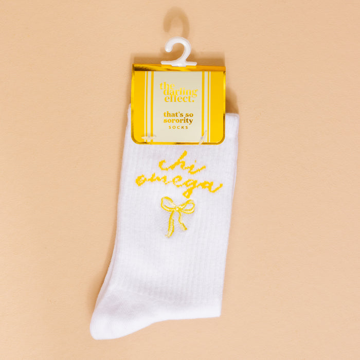 Chi Omega Embroidered Crew Socks