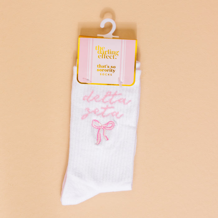 Delta Zeta Embroidered Crew Socks