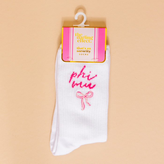 Phi Mu Embroidered Crew Socks